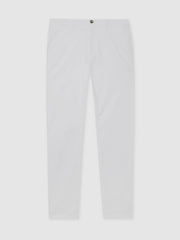 Slim Fit Washed Cotton Blend Chinos in White