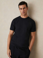 Interlock Jersey Crew Neck T-Shirt in Navy Blue