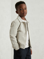 13-14 yrs Zip Through Harrington Jacket in Natural