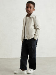 13-14 yrs Zip Through Harrington Jacket in Natural