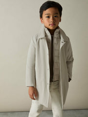 9-13 yrs Gabardine Coat with Removable Gilet in Stone
