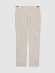 Check Regular-Fit Suit Trousers in Stone