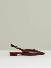 Leather Slingback Ballerina Pumps in Oxblood