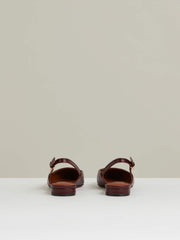 Leather Slingback Ballerina Pumps in Oxblood