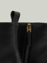 Leather Blocked Heel Ankle Boots in Black