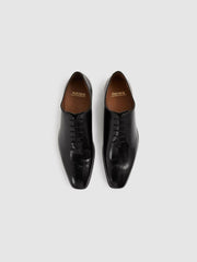 Leather Brogue Detail Lace-Up Shoes in Black