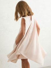 3-9 yrs High-Neck Drape Back Dress in Pink