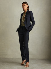 Textured Slim Fit Suit Trousers in Navy