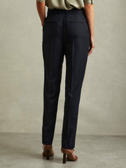 Textured Slim Fit Suit Trousers in Navy