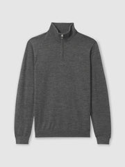 Merino Wool Half-Zip Jumper in Derby Grey Marl
