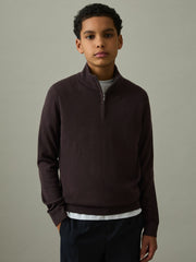9-13 yrs Two Pack Of Merino Wool Zip-Neck Jumpers in Navy/Dark Bordeaux