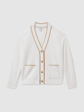13-14 yrs Wool-Blend Stripe-Detail Cardigan With Cashmere in Cream