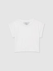 9-13 yrs Cotton-Jersey Cropped T-Shirt in White