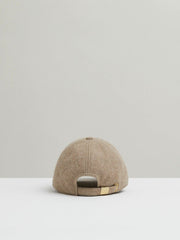 Wool Blend Flannel Baseball Cap in Taupe
