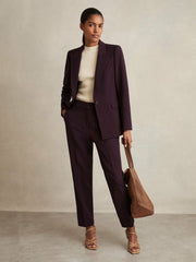 Petite Tailored Single Breasted Suit Blazer in Berry