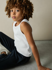 3-9 yrs Cotton Stretch Ribbed Vest 3 Pack in White