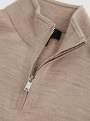 3-9 yrs Merino Wool Half-Zip Funnel Neck Jumper in Wheat Melange