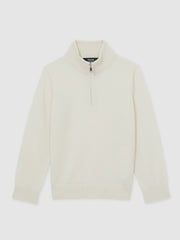 3-9 yrs Merino Wool Half-Zip Funnel Neck Jumper in Snow