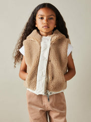 9-13 yrs Reversible Quilted Borg Gilet in Brown