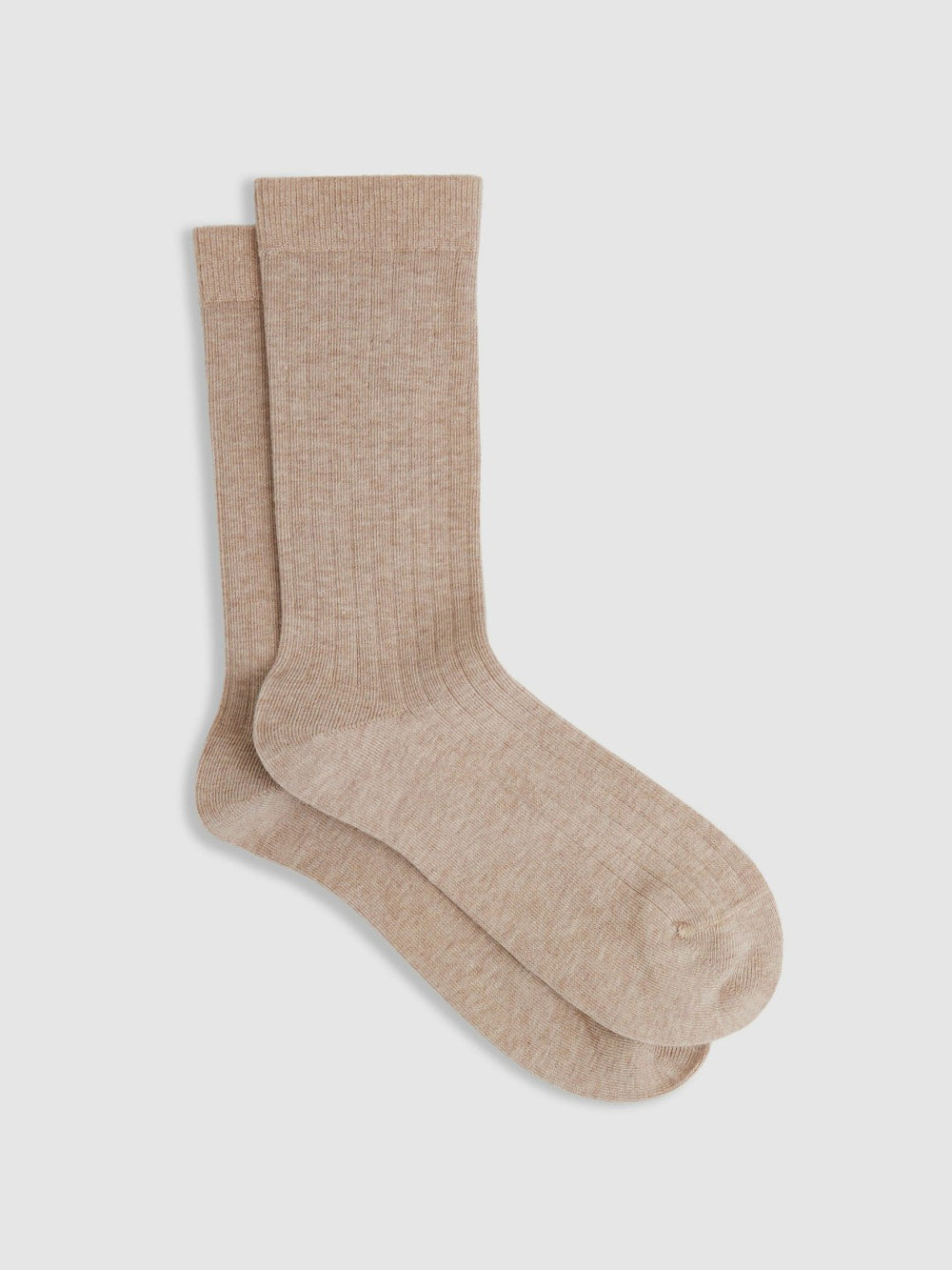 Cotton Blend Ribbed Loafer Socks in Oatmeal
