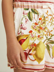 9-13 yrs | NYBG Satin Floral-Print Shorts in Ivory