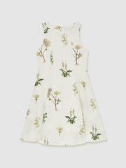 4-9 yrs | NYBG Linen Floral Flared Dress in Ivory