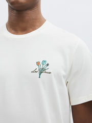 Les Deux 100% Cotton Café Print T-Shirt in Ivory Print