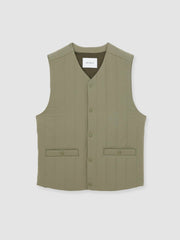 Les Deux Quilted Technical Gilet in Green