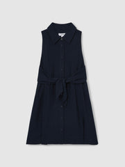 4-9 yrs Tie-Waist Collared Dress in Blue