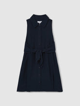 13-14 yrs Tie-Waist Collared Dress in Blue