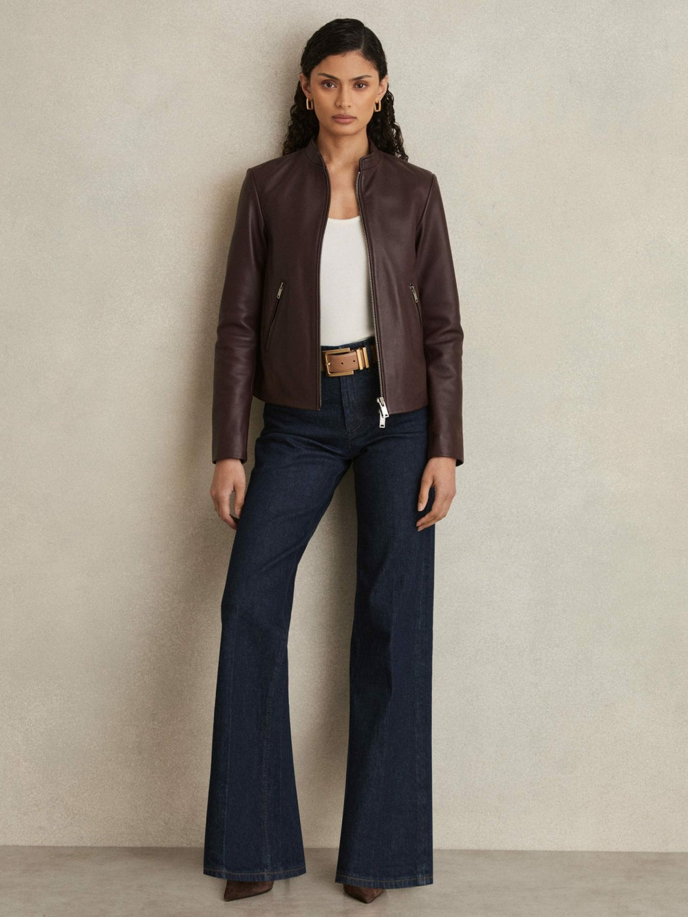 Paige Petite Wide-Leg Jeans in Dark Edinburgh Blue