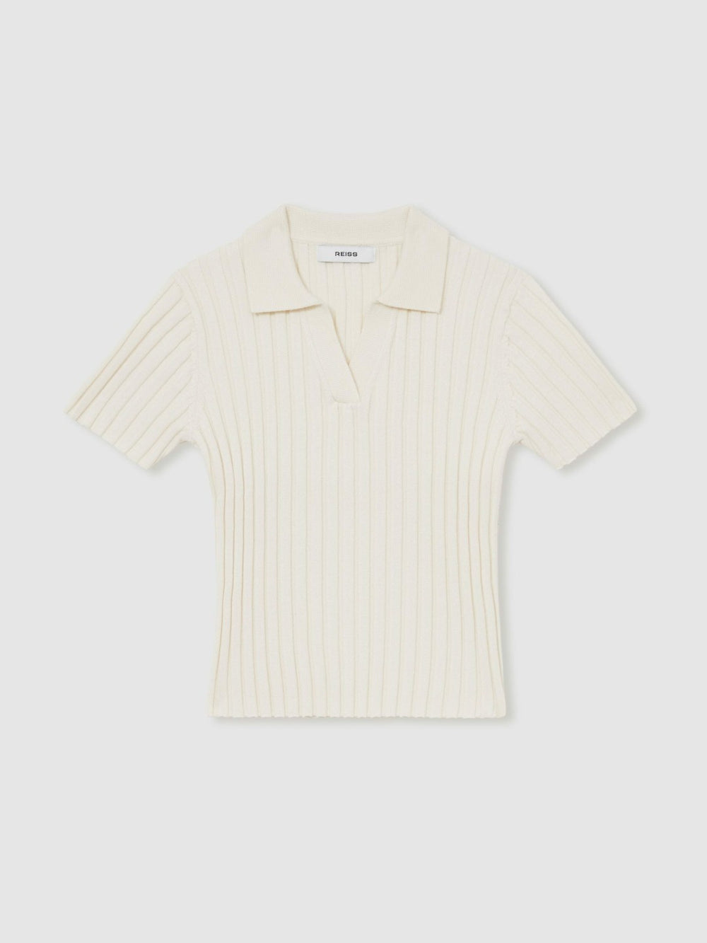 13-14 yrs Rib-Knit Polo Top in Ivory