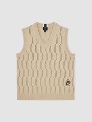 | Ché Pointelle V-Neck Vest in Stone