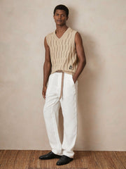 | Ché Pointelle V-Neck Vest in Stone