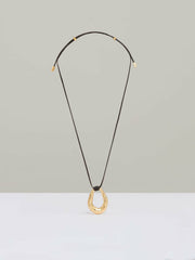 Molten Link Pendant Necklace in Gold Tone