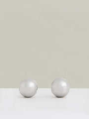 Polished Ball Huggie Earrings in Silver Tone