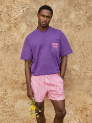 | Ché Stripe Swim Shorts in Pink/White
