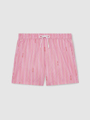 | Ché Stripe Swim Shorts in Pink/White