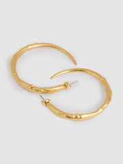 Molten Hoop Earrings in Gold Tone