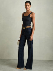Stretch-Cotton D-Ring Strap Vest in Navy