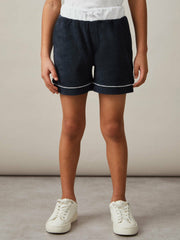 3-9 yrs Velour Colour-Block Shorts in Blue Multi