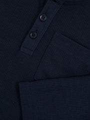 9-13 yrs Cotton-Blend Waffle Henley T-Shirt in Navy