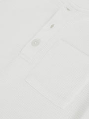 9-13 yrs Cotton-Blend Waffle Henley T-Shirt in White
