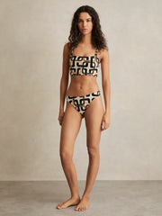 Chain Print Bikini Bottoms in Brown/Cream