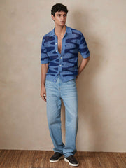 | Ché Wave Crochet Shirt in Blue