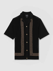 | Ché Beaded Crochet Shirt in Black
