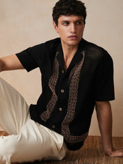 | Ché Beaded Crochet Shirt in Black