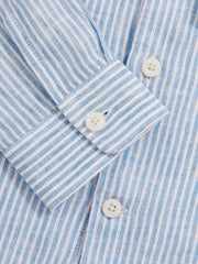 13-14 yrs Linen Cutaway Collar Shirt in Blue/White Stripe