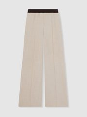 Petite Wide-Leg Elasticated-Waist Trousers in Neutral