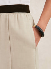 Petite Wide-Leg Elasticated-Waist Trousers in Neutral